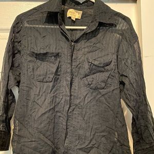 Elizabeth james tuxedo stripe sheer black shirt button down